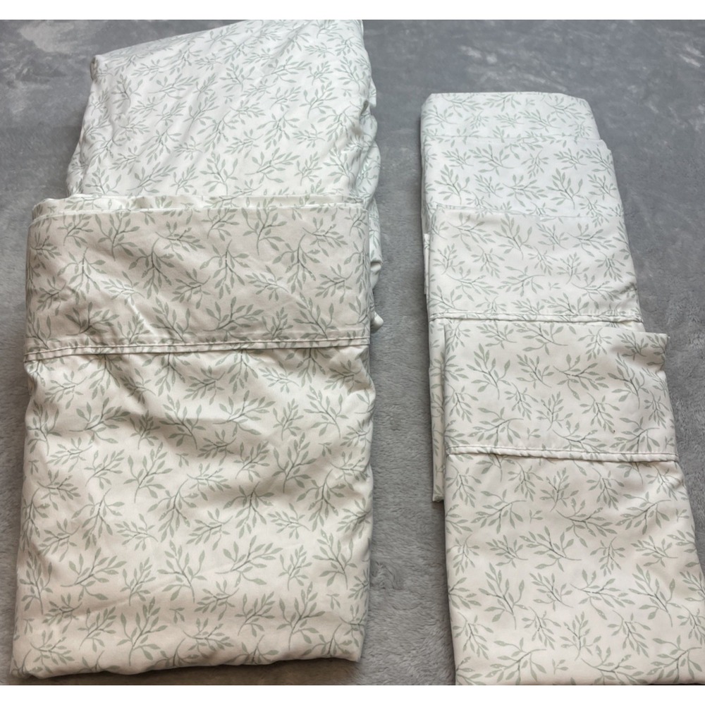 Members Mark 6 Pc Sheet Set King Size Green Floral Flat/Fitted/Pillowcases‎ (4)